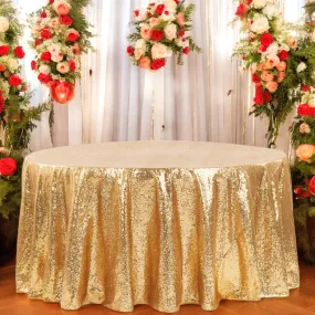 Glitz Sequins 108" Round Tablecloth - Gold