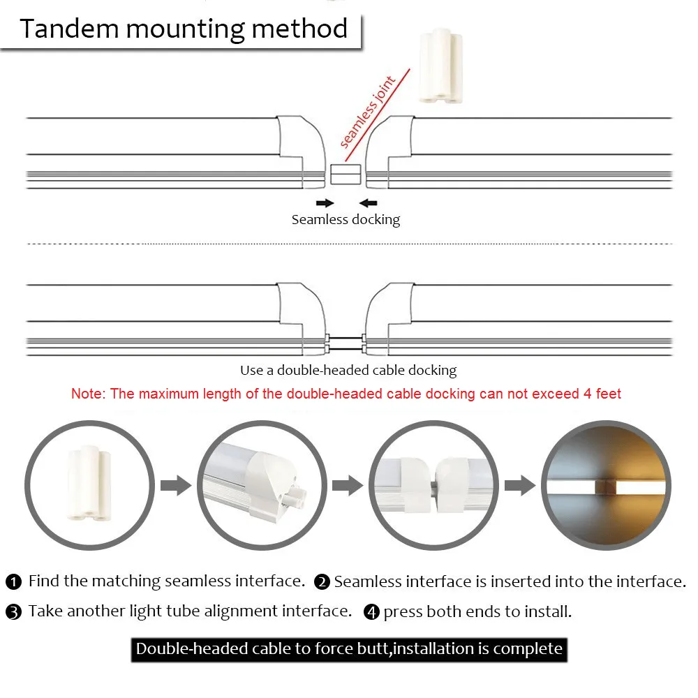 (10-PACK) Linkable LED T8 8ft 144w 17,654 Lumen FROSTED LENS (NO RF) Quad-Row w/Mounting Hardware