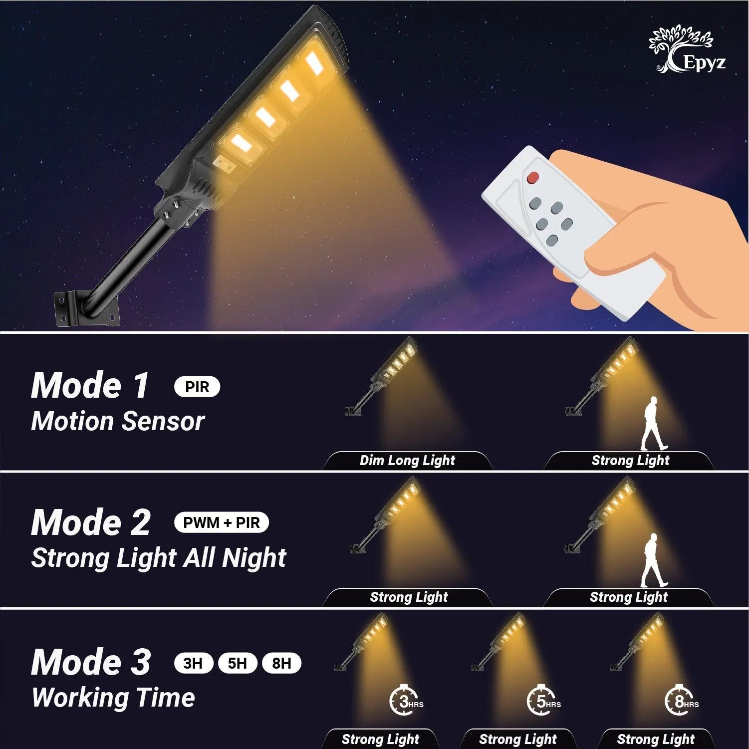 120 Watt Solar Street Lights for Garden (Warm Light)