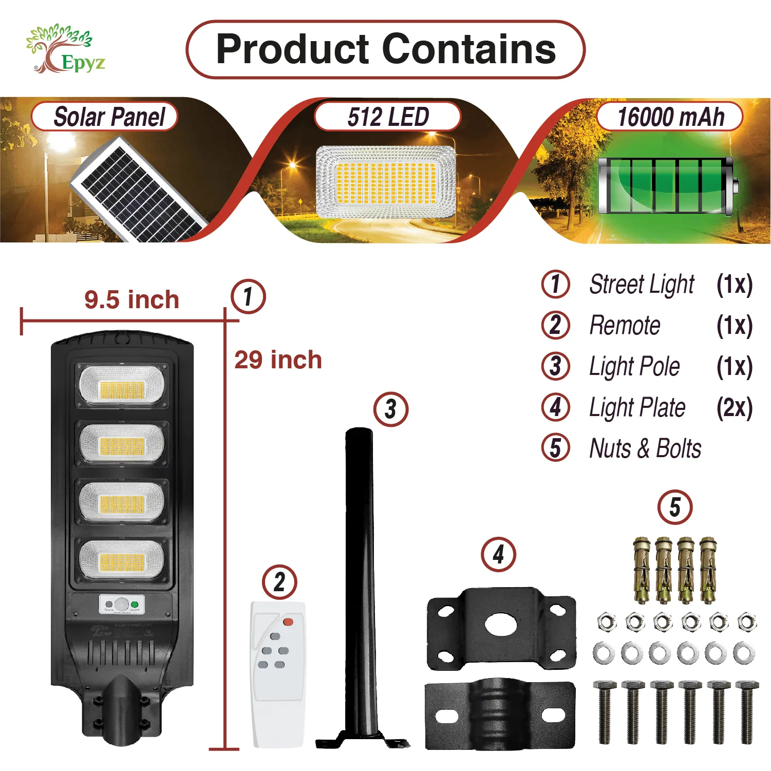 120 Watt Solar Street Lights (Warm Light)