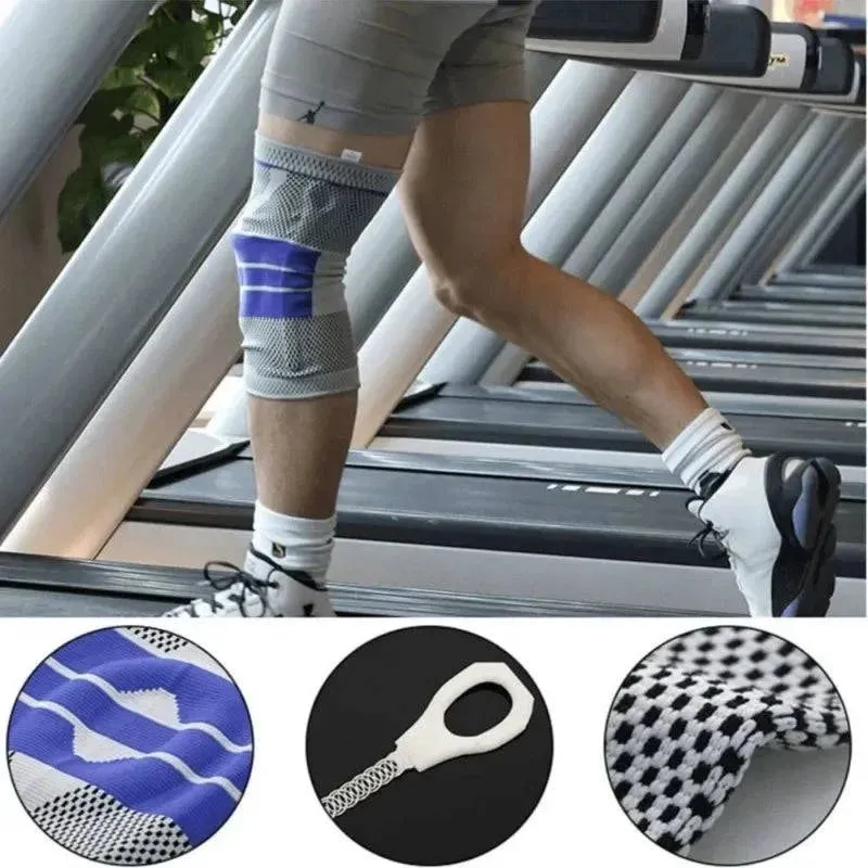 1Pc Silicone Spring Sports Knee Brace Strap Patella Medial Support Strong Meniscus Compression Unisex Sport Protection Pads