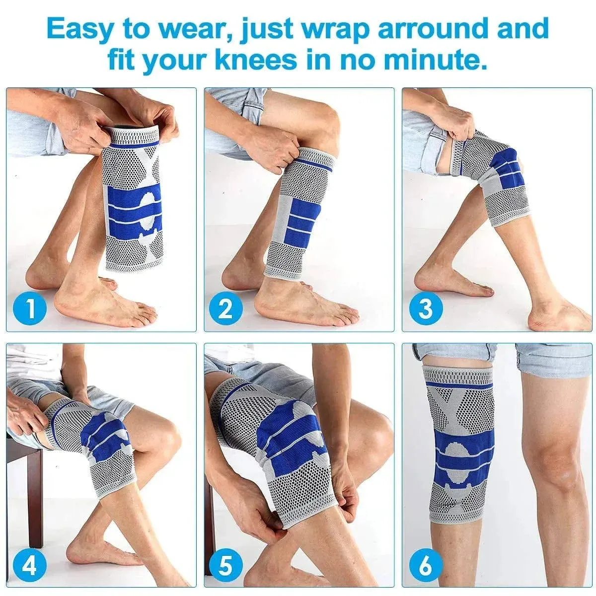 1Pc Silicone Spring Sports Knee Brace Strap Patella Medial Support Strong Meniscus Compression Unisex Sport Protection Pads