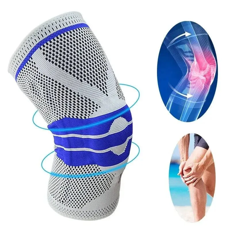 1Pc Silicone Spring Sports Knee Brace Strap Patella Medial Support Strong Meniscus Compression Unisex Sport Protection Pads