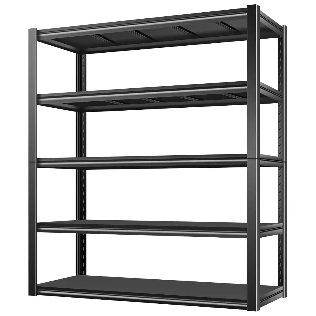 2000LBS Garage Shelving, 39.4" W x 18" D x 72" H, 5-Shelf Storage Shelves Heavy Duty, Industrial Metal Shelving Units with Adjustable Shelf, Steel Utility Shelves, Black