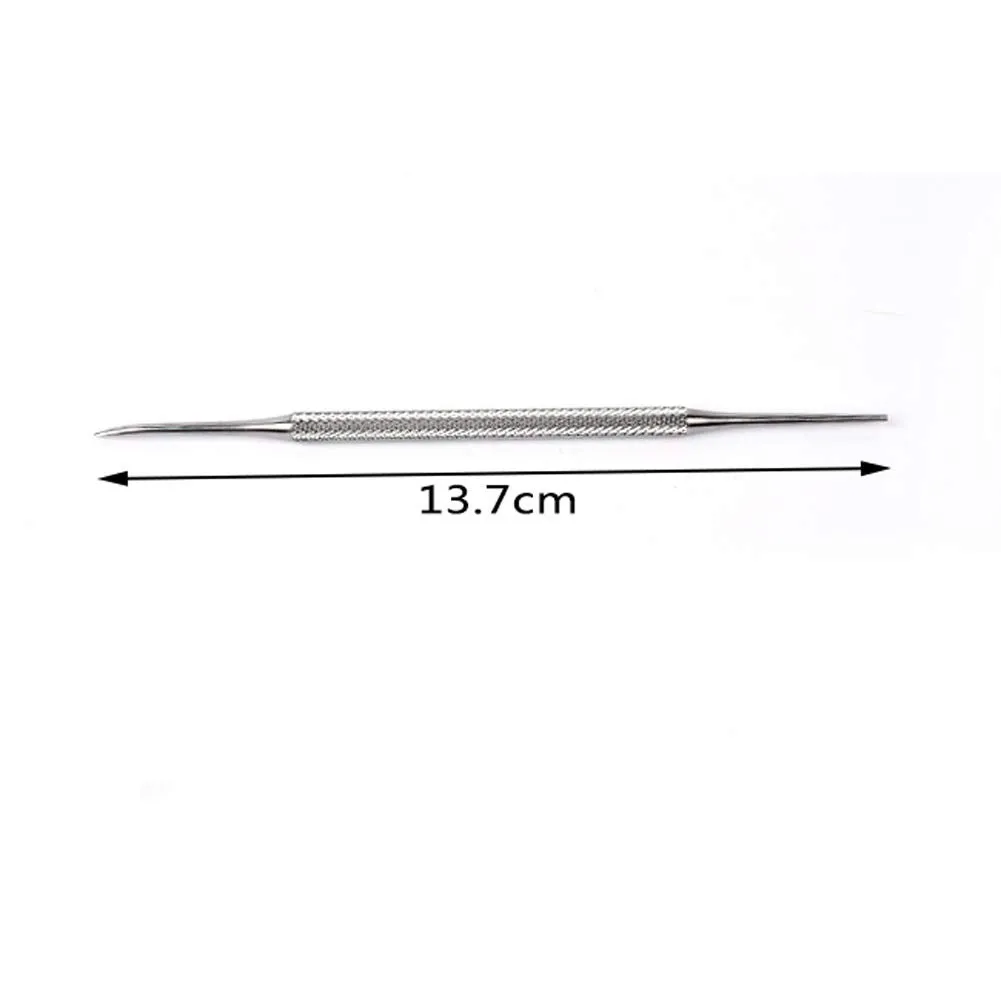 2pcs Stainless Steel Nail Groove Dirt Pick Double Head Toenail Remover Pusher File Cuticle Pedicure with Non Slip Hand Toenail Pick Tool Accessories