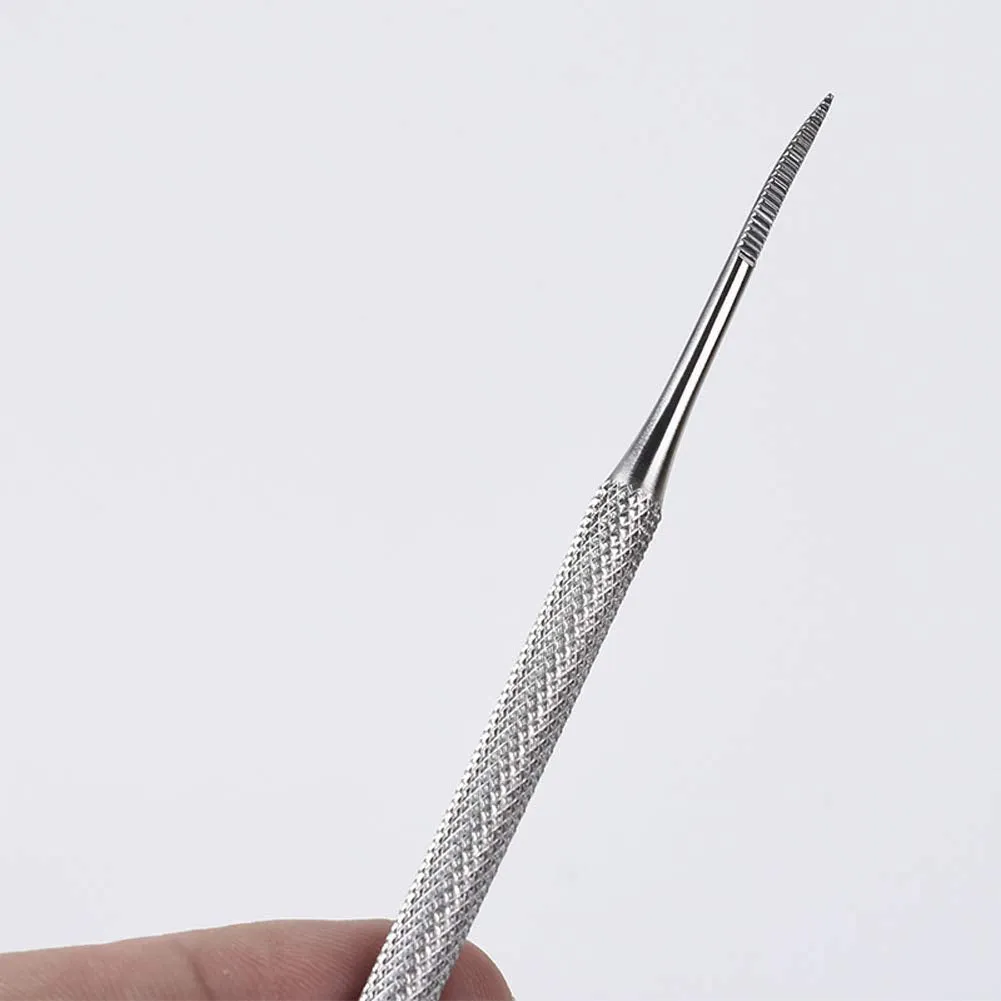 2pcs Stainless Steel Nail Groove Dirt Pick Double Head Toenail Remover Pusher File Cuticle Pedicure with Non Slip Hand Toenail Pick Tool Accessories