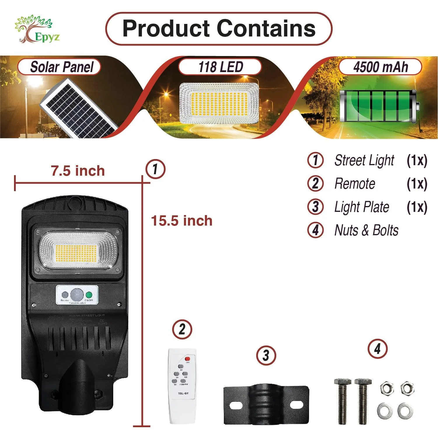 30 Watt Solar Street Light (Warm Light)