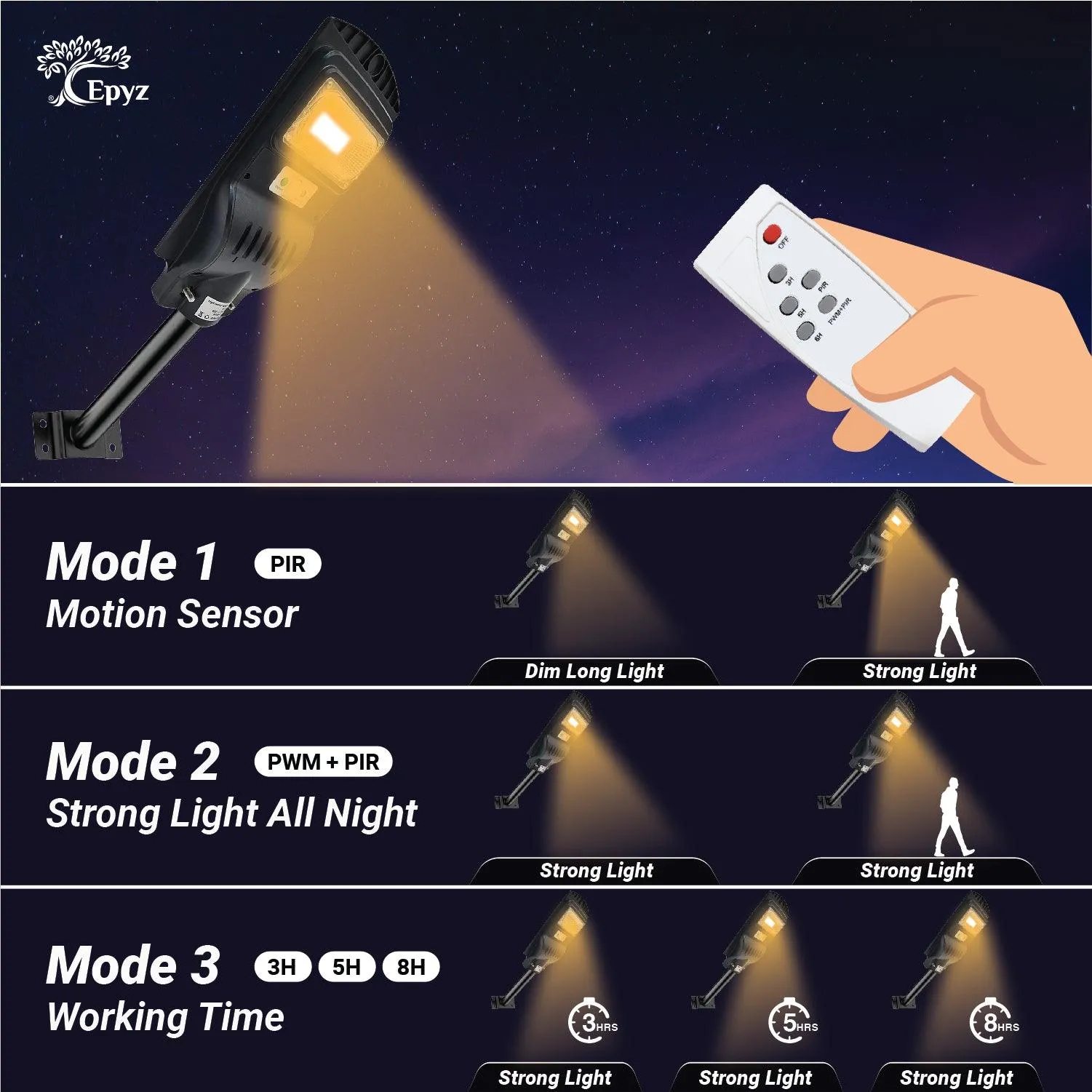 30 Watt Solar Street Light (Warm Light)