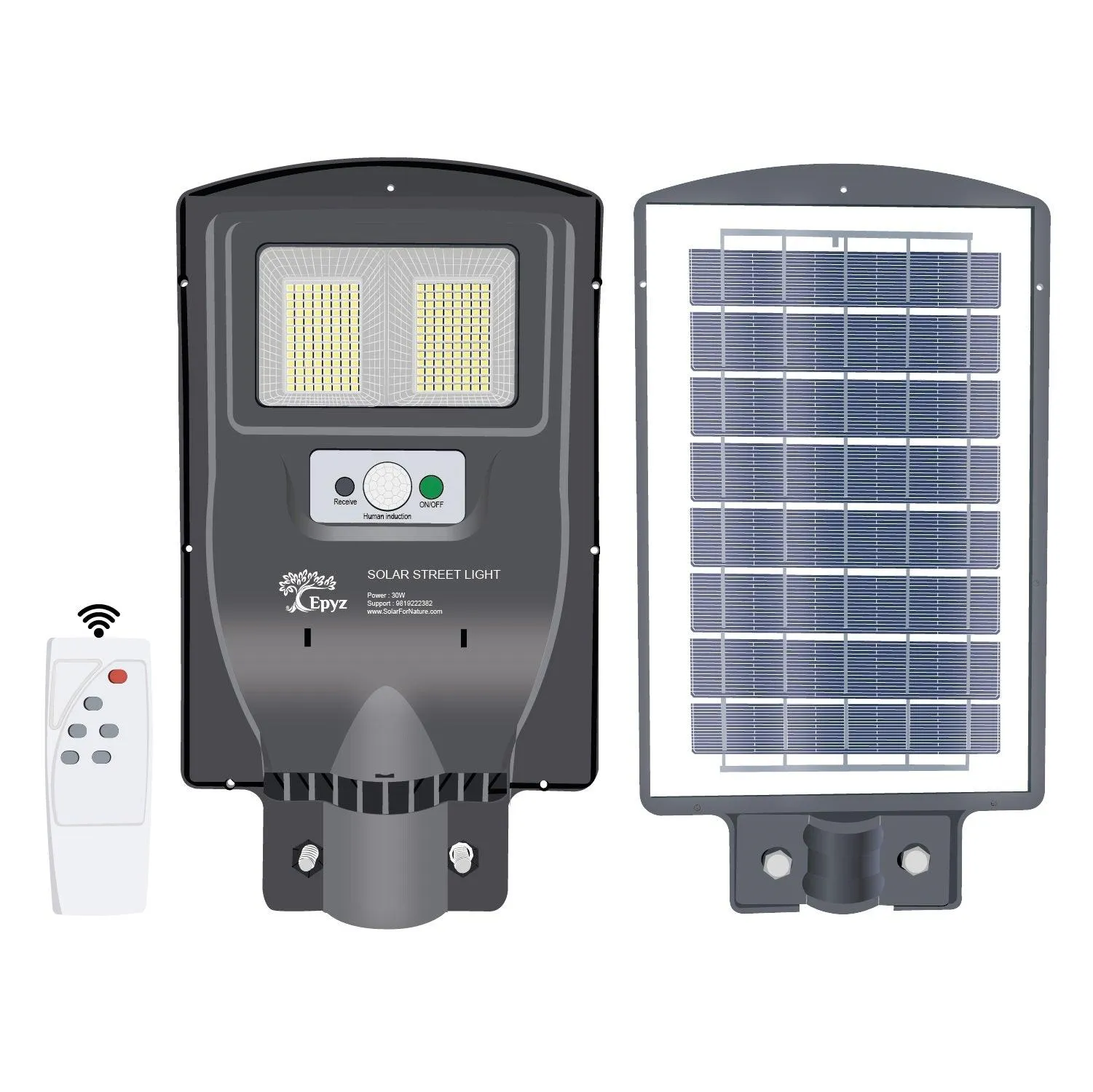 30 Watt Solar Street Lights for Garden (White Light)