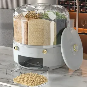 360° Rotating Grain Dispenser - Multi-Compartment Storage