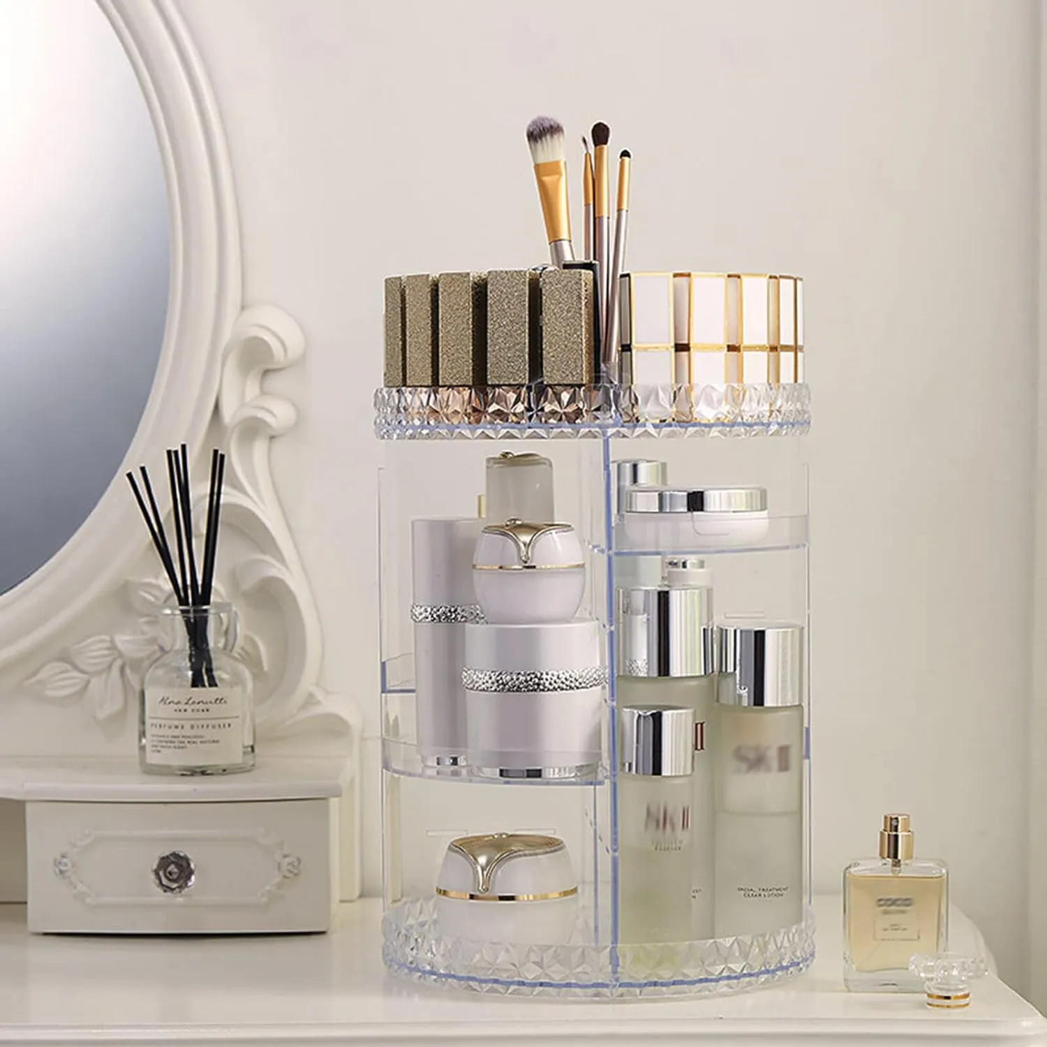 360 Rotating Makeup & Skin Care Organizer Desktop Large Capacity Acrylic Organizer