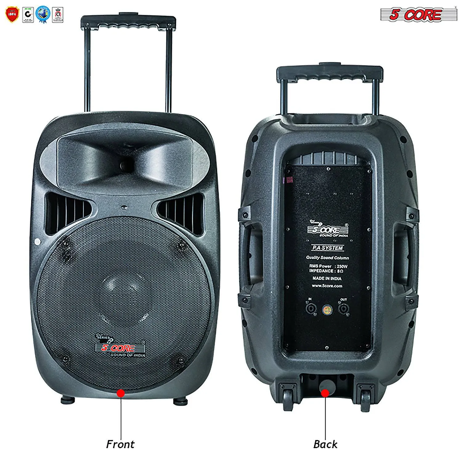 5 Core 15 Inch PA DJ Speaker Passive Subwoofer 1600W Peak 8 Ohm