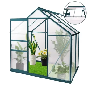 6'X 4' Walk-in Polycarbonate Greenhouse Aluminum Heavy Duty Greenhouse Kit for Backyard Use in Winter