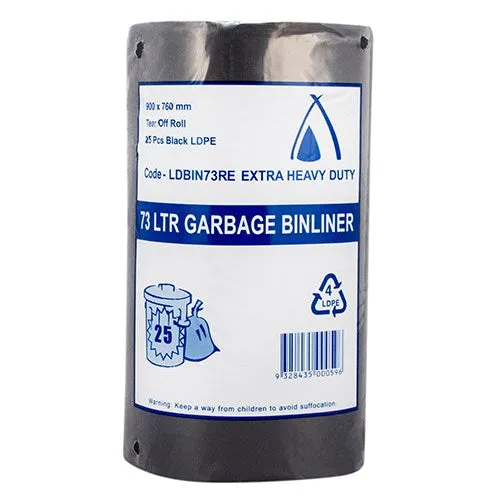 73L HEAVY DUTY BLACK BIN LINER BLACK BIN LINER ON A ROLL (LDBIN73RE)