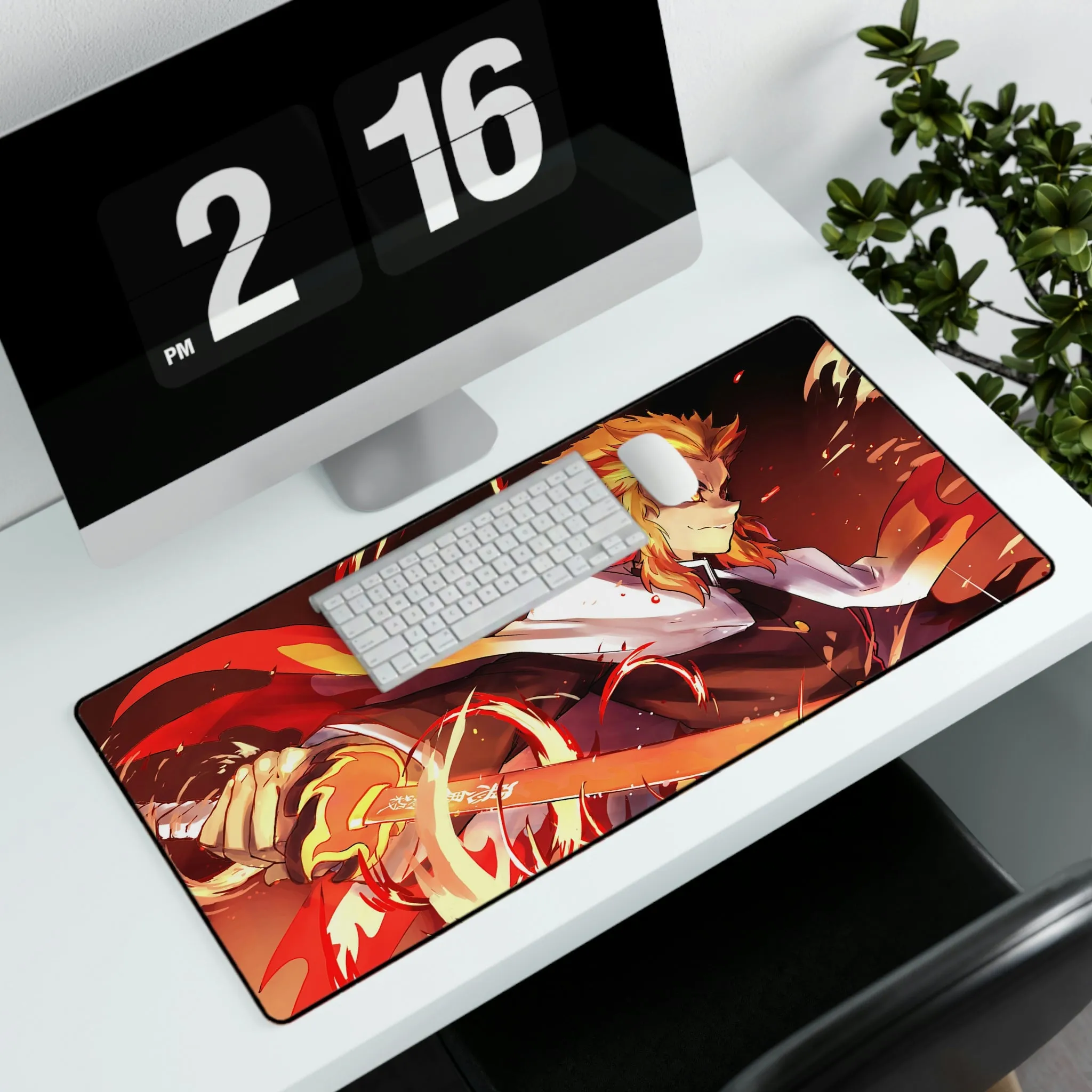 #8.2058, Demon Slayer, Kyojuro Rengoku, Katana, Flame, Hashira, Mouse Pad (Desk Mat)