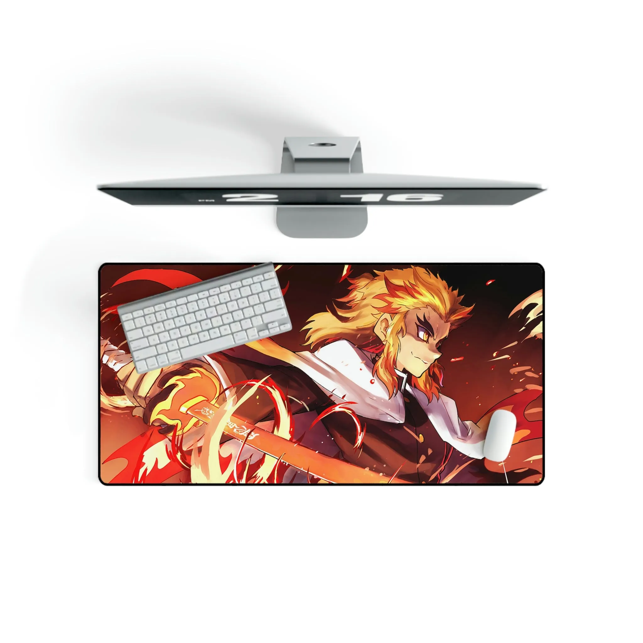 #8.2058, Demon Slayer, Kyojuro Rengoku, Katana, Flame, Hashira, Mouse Pad (Desk Mat)