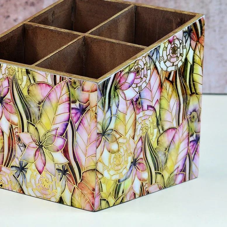 Abstract Floral Multipurpose MDF Organizer (4 Divisions)