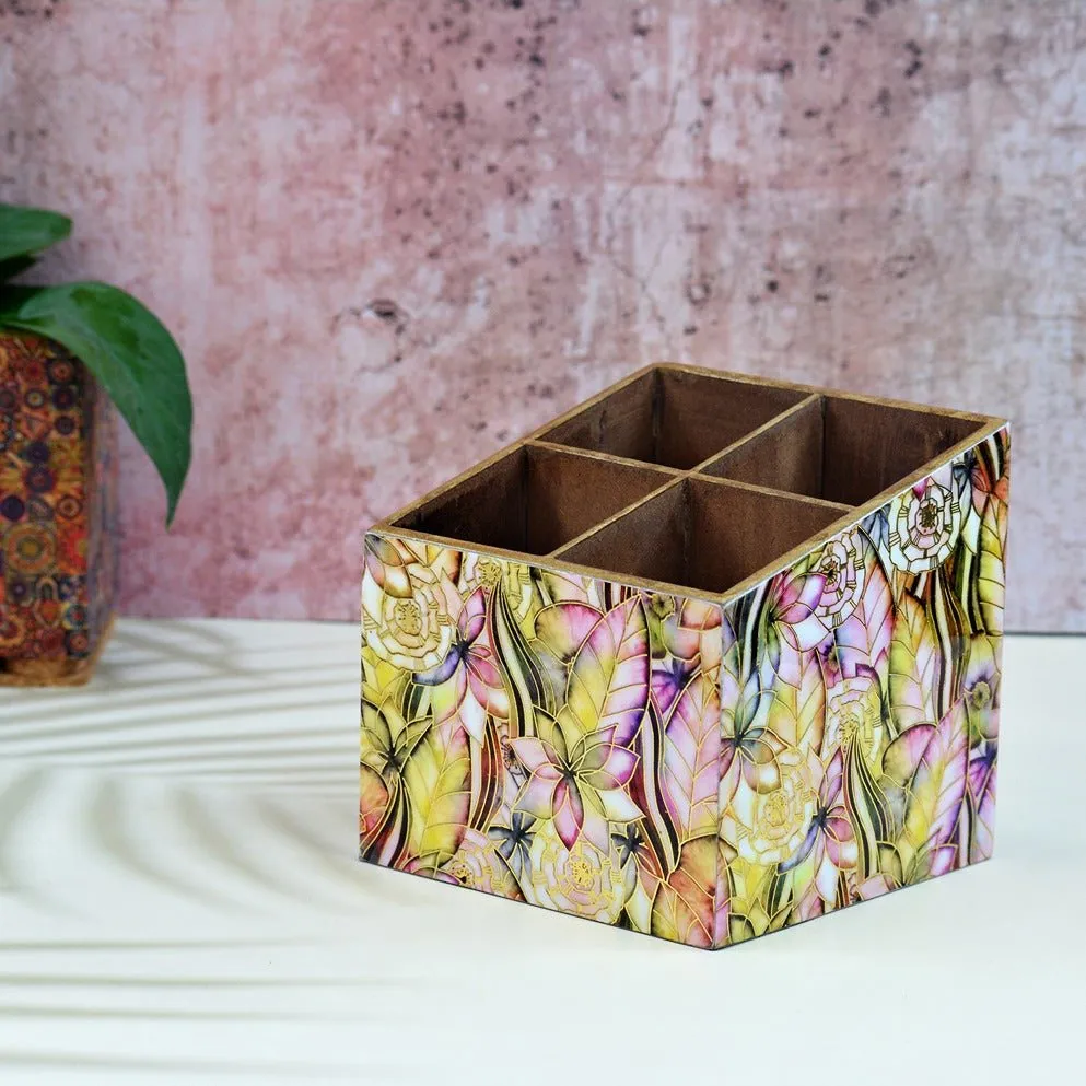 Abstract Floral Multipurpose MDF Organizer (4 Divisions)