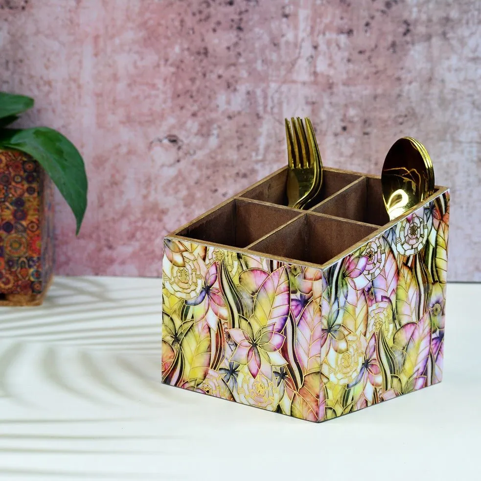 Abstract Floral Multipurpose MDF Organizer (4 Divisions)