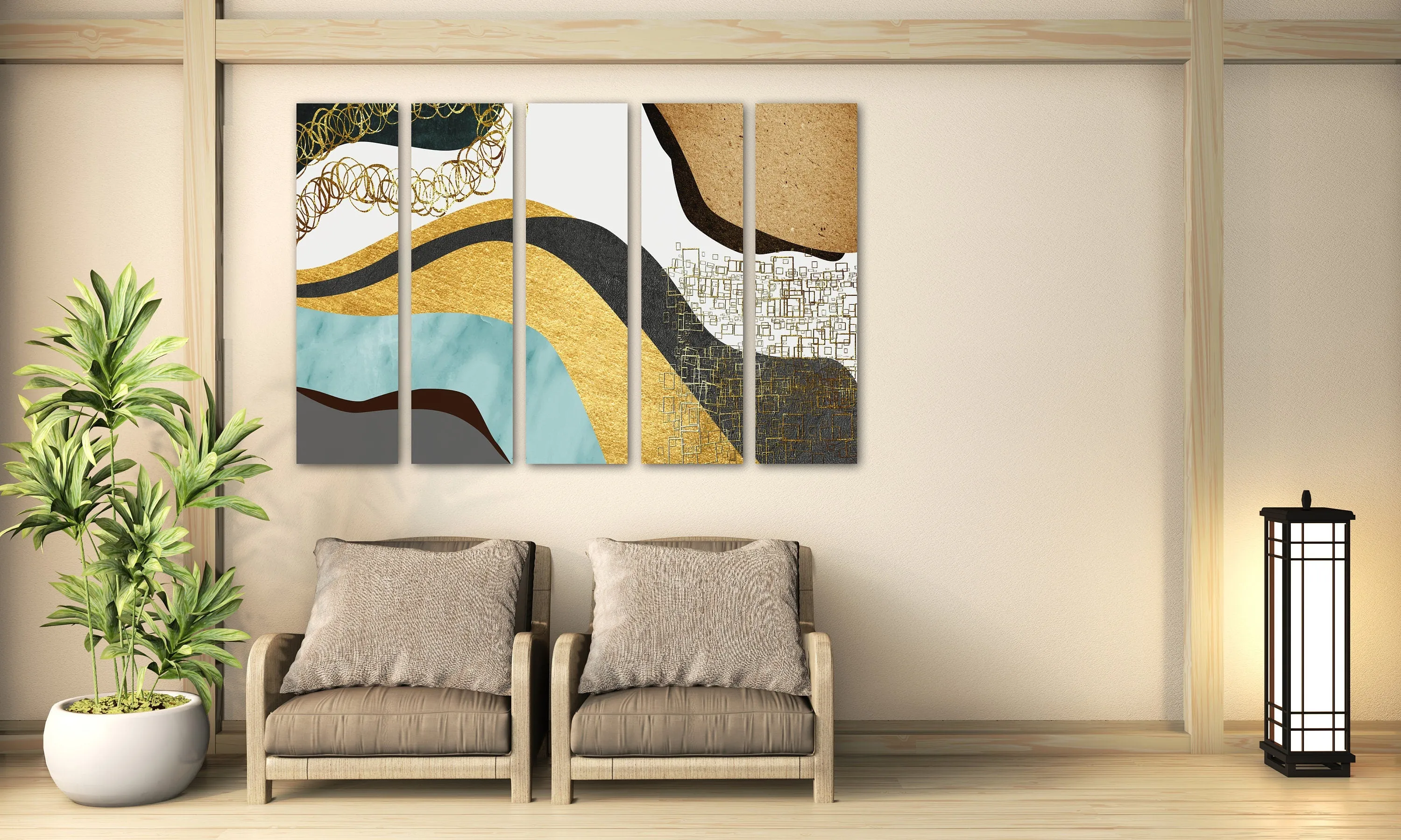 Abstract painting modern  extra large canvas wall art, abstract multi panel canvas