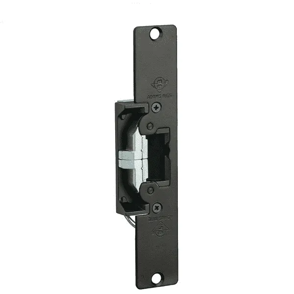 Adams Rite - 7410 - Electric Strike for Adams Rite or Deadlatches or Cylindrical Locks - 1/2" to 5/8" Latchbolt  - Dark Bronze Anodized - Fail Safe/Fail Secure - 1-7/16" x 7-15/16" - Flat Radius Plate - 12/24 VDC