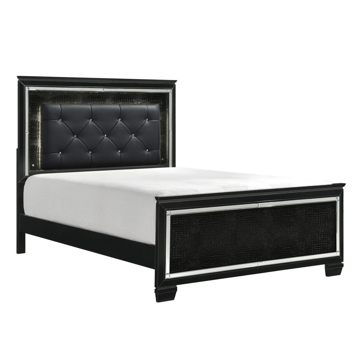 Allura Black Queen Bed, LED Lighting