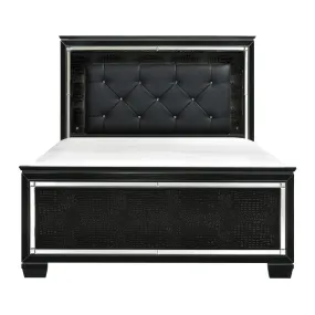 Allura Black Queen Bed, LED Lighting