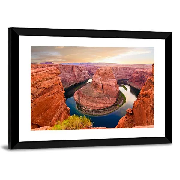 Amazing Sunset At Horseshoe Bend Canvas Wall Art