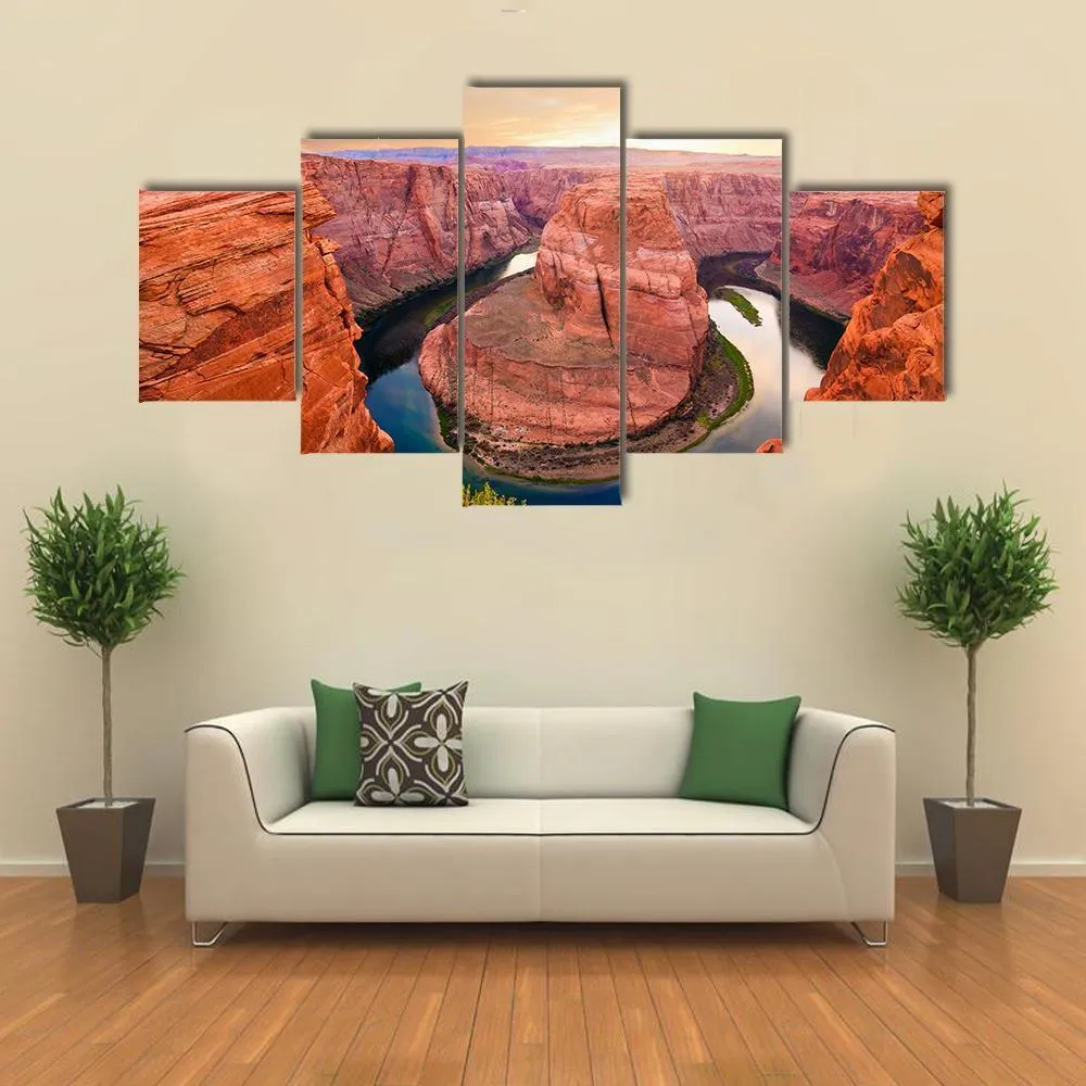 Amazing Sunset At Horseshoe Bend Canvas Wall Art