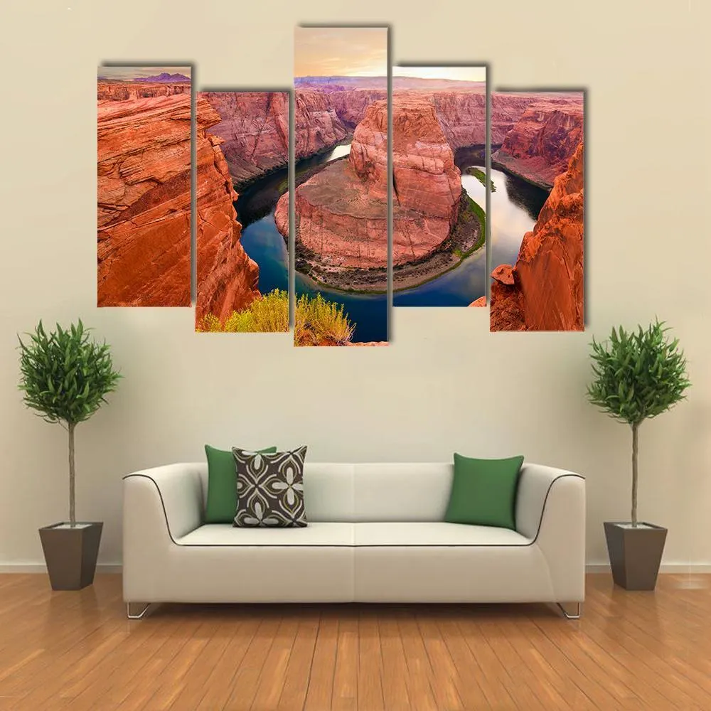 Amazing Sunset At Horseshoe Bend Canvas Wall Art