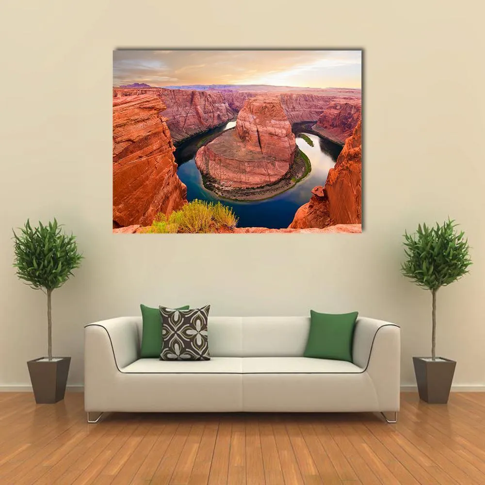 Amazing Sunset At Horseshoe Bend Canvas Wall Art