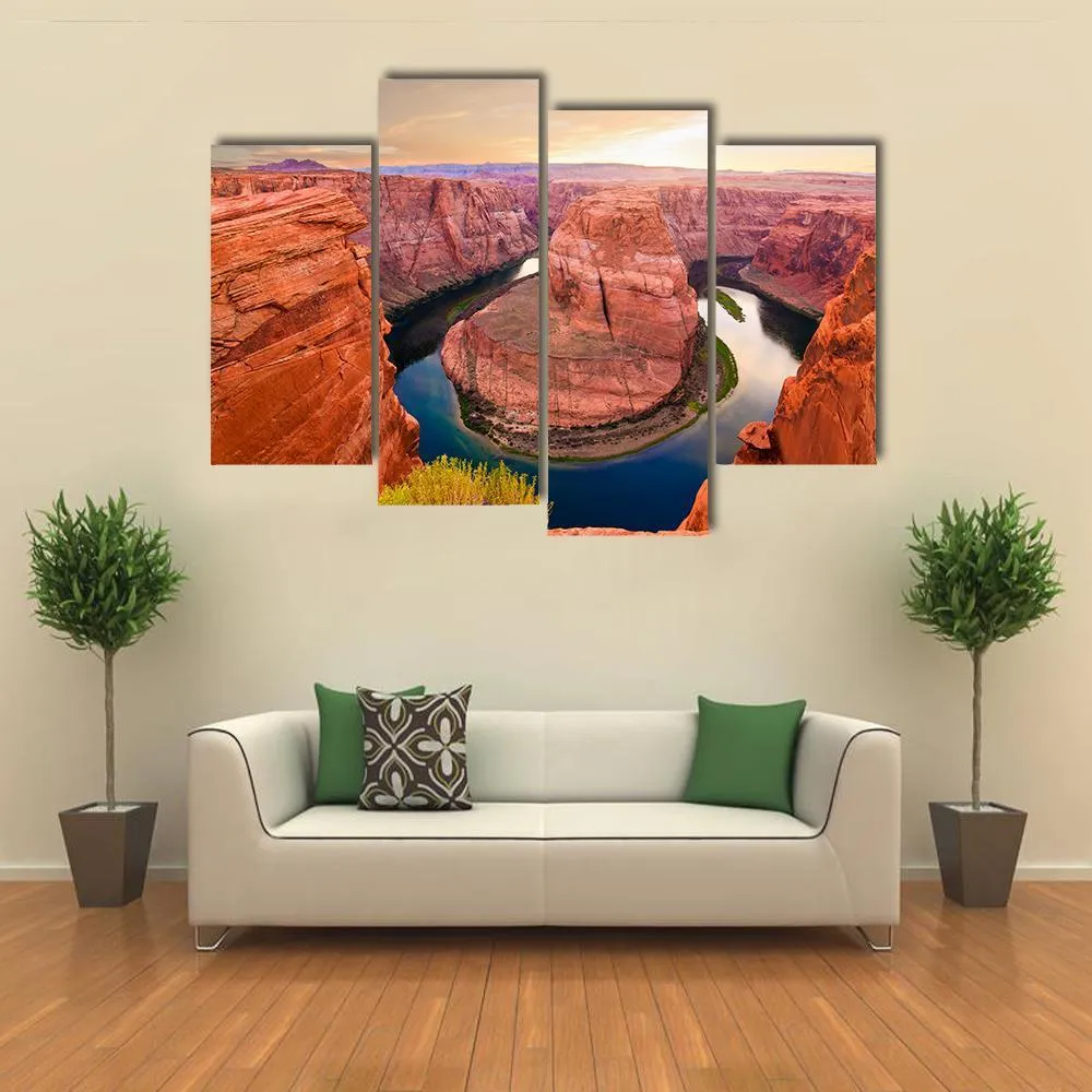 Amazing Sunset At Horseshoe Bend Canvas Wall Art