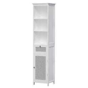 Artiss Bathroom Cabinet Storage 161cm White Rattan Tallboy Toilet Cupboard