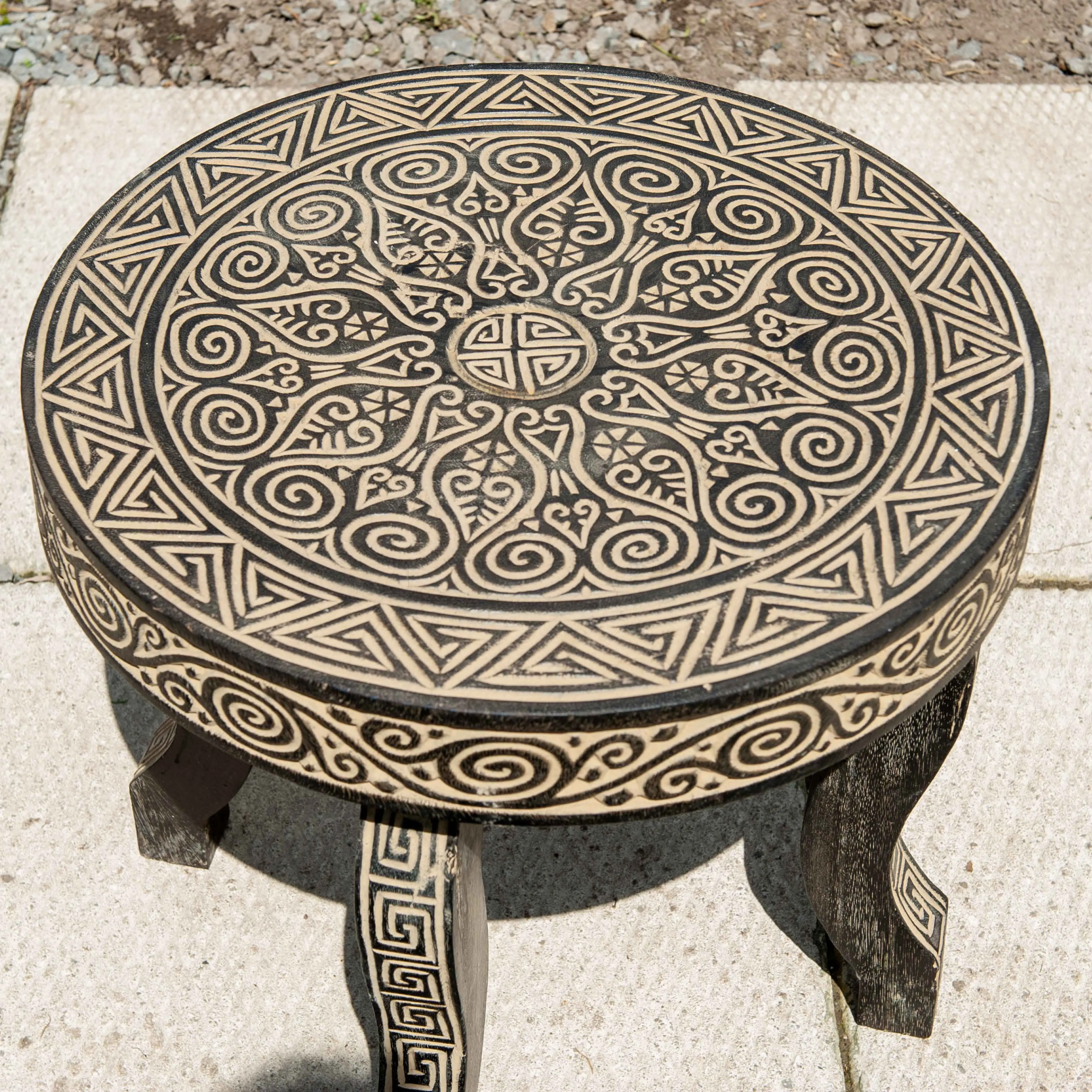 Balinese Suar Wood Carved Side Table