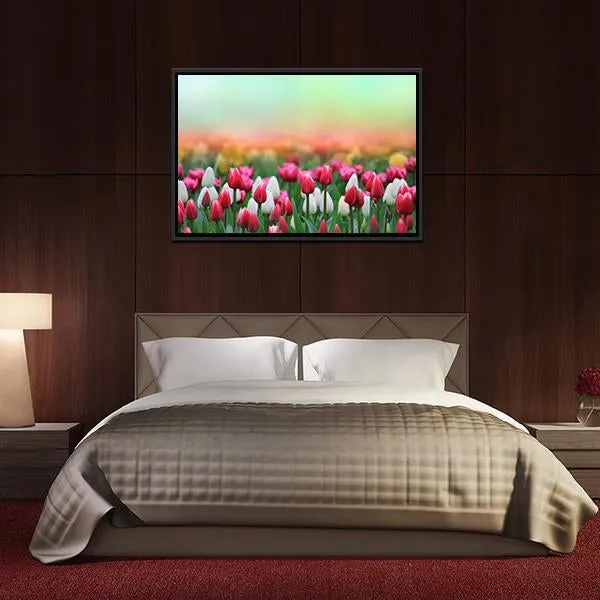 Beautiful Tulips Field Canvas Wall Art