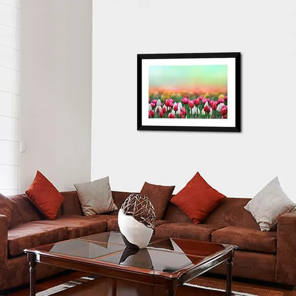 Beautiful Tulips Field Canvas Wall Art