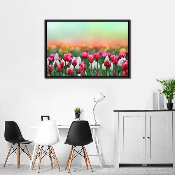 Beautiful Tulips Field Canvas Wall Art