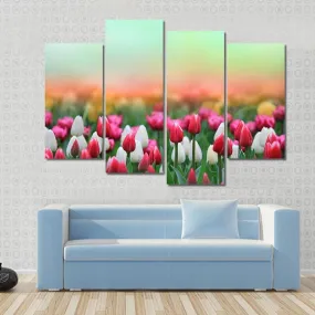 Beautiful Tulips Field Canvas Wall Art