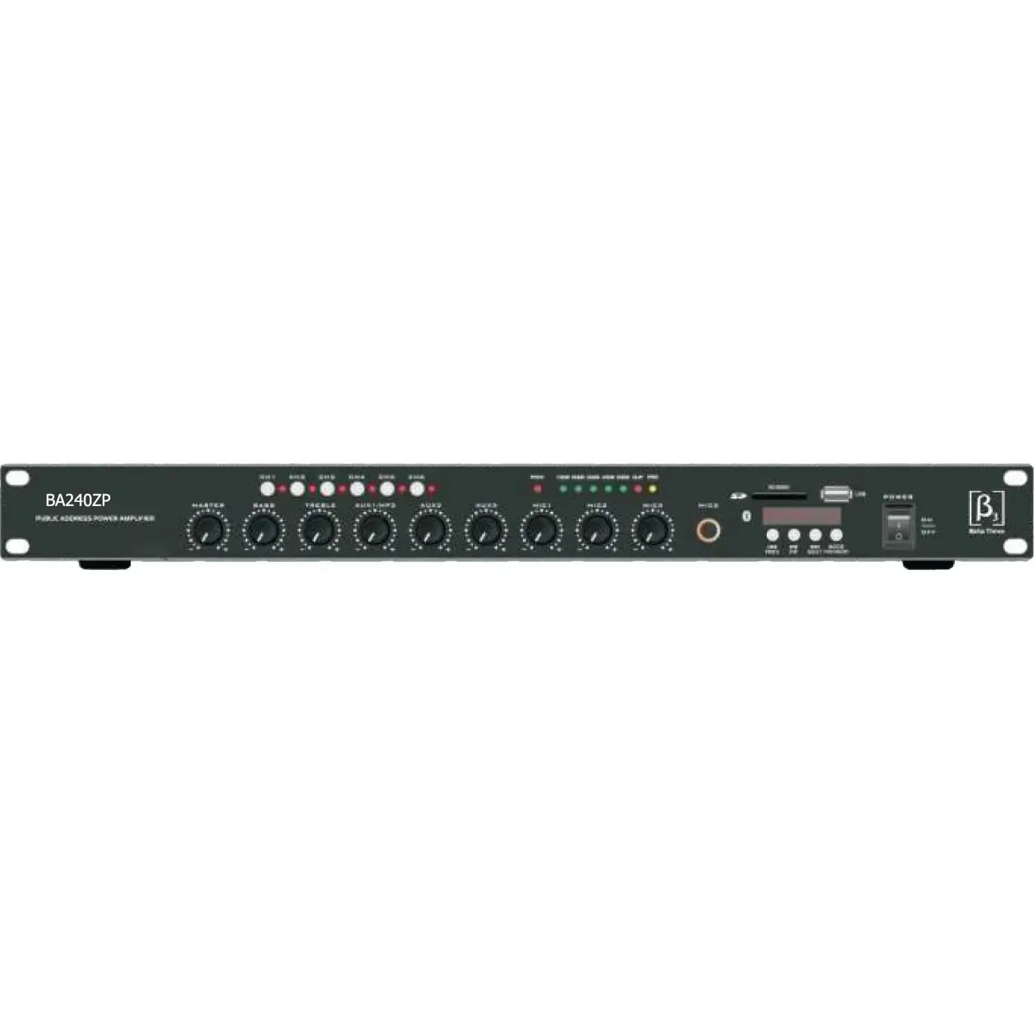 Beta3 BA240ZP 6 Zone 240W Mixer Amplifier with Mic/Line In & USB/BT - Each