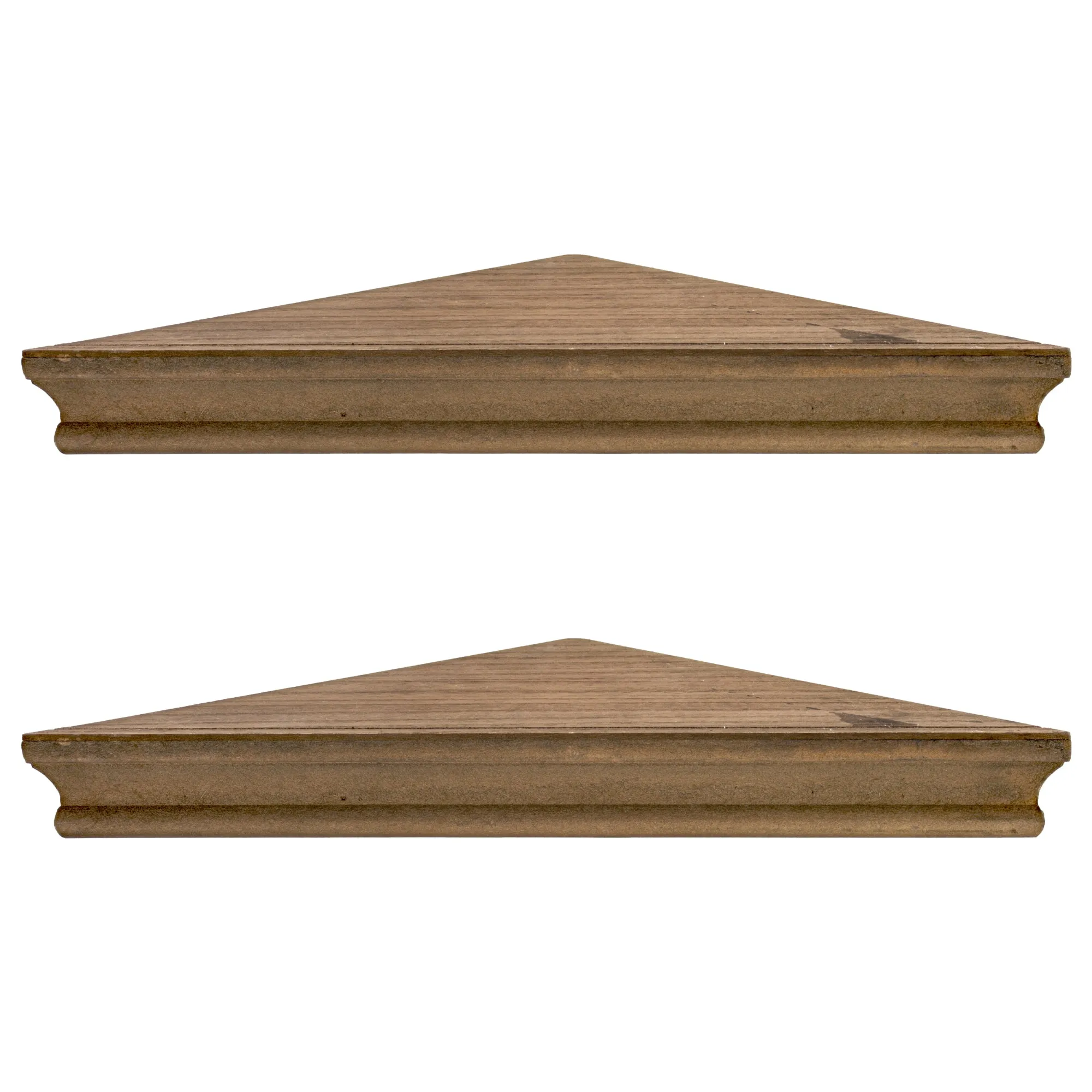 Beveled Wood Floating Corner Shelves (Set of 2) - Walnut Brown