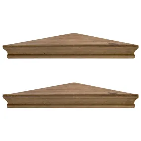 Beveled Wood Floating Corner Shelves (Set of 2) - Walnut Brown