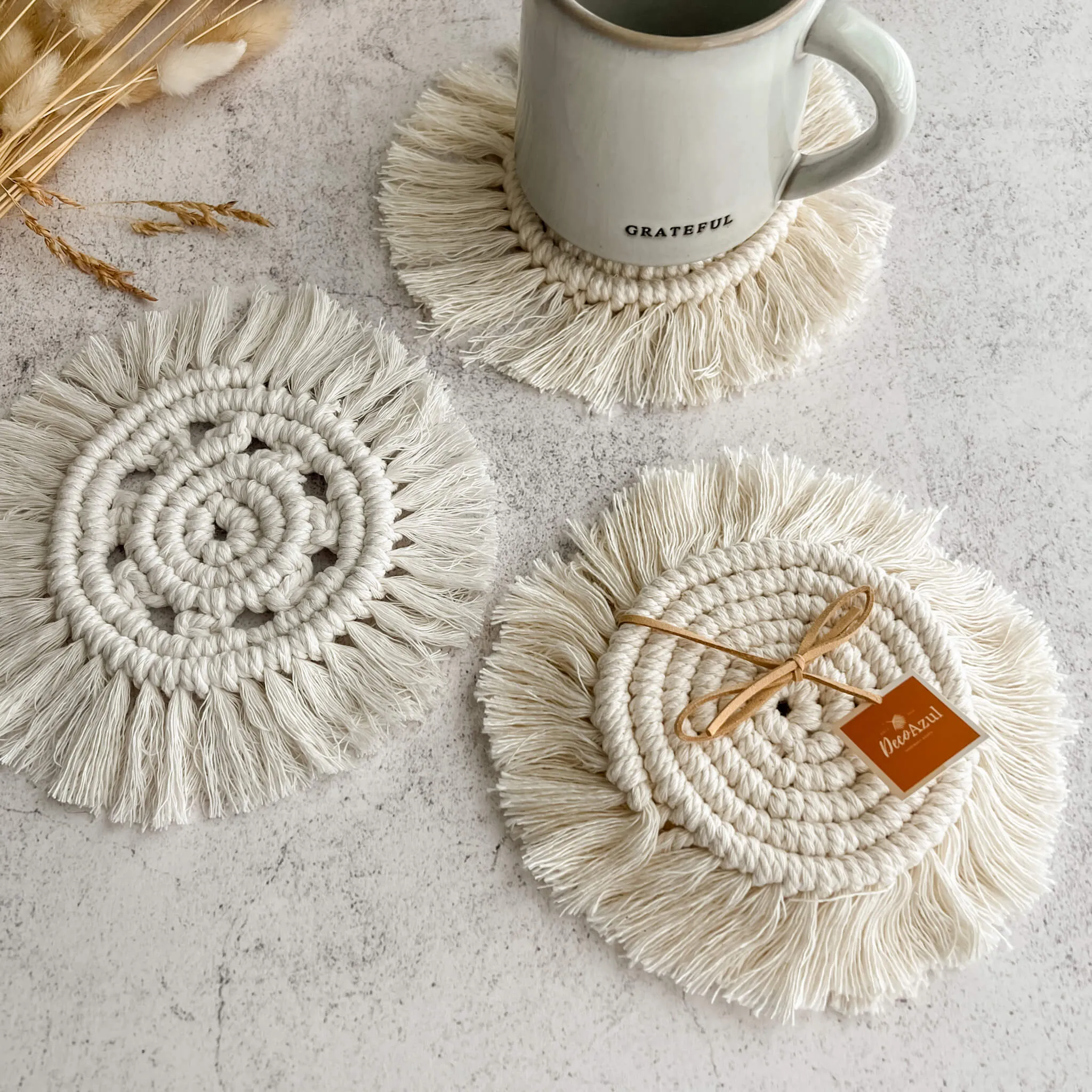 Boho Macrame Coasters, Macrame Cup Holders