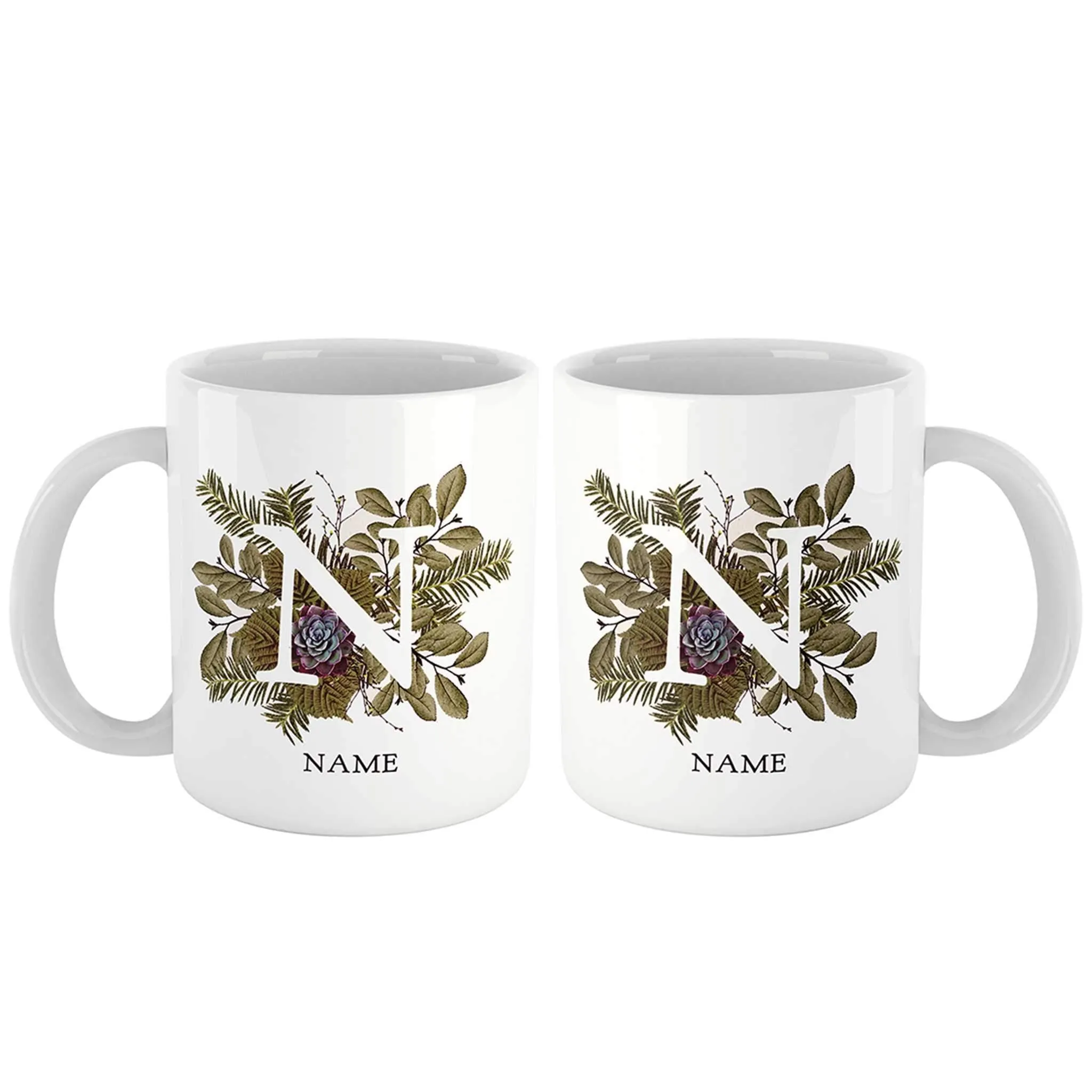 Botanical Couple Monogram Personalized Mug