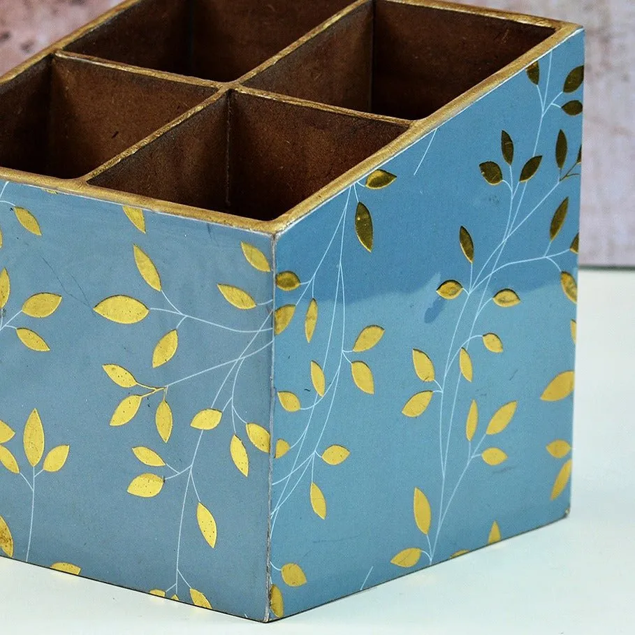 Botanical Golden Multipurpose MDF Organizer (4 Divisions)