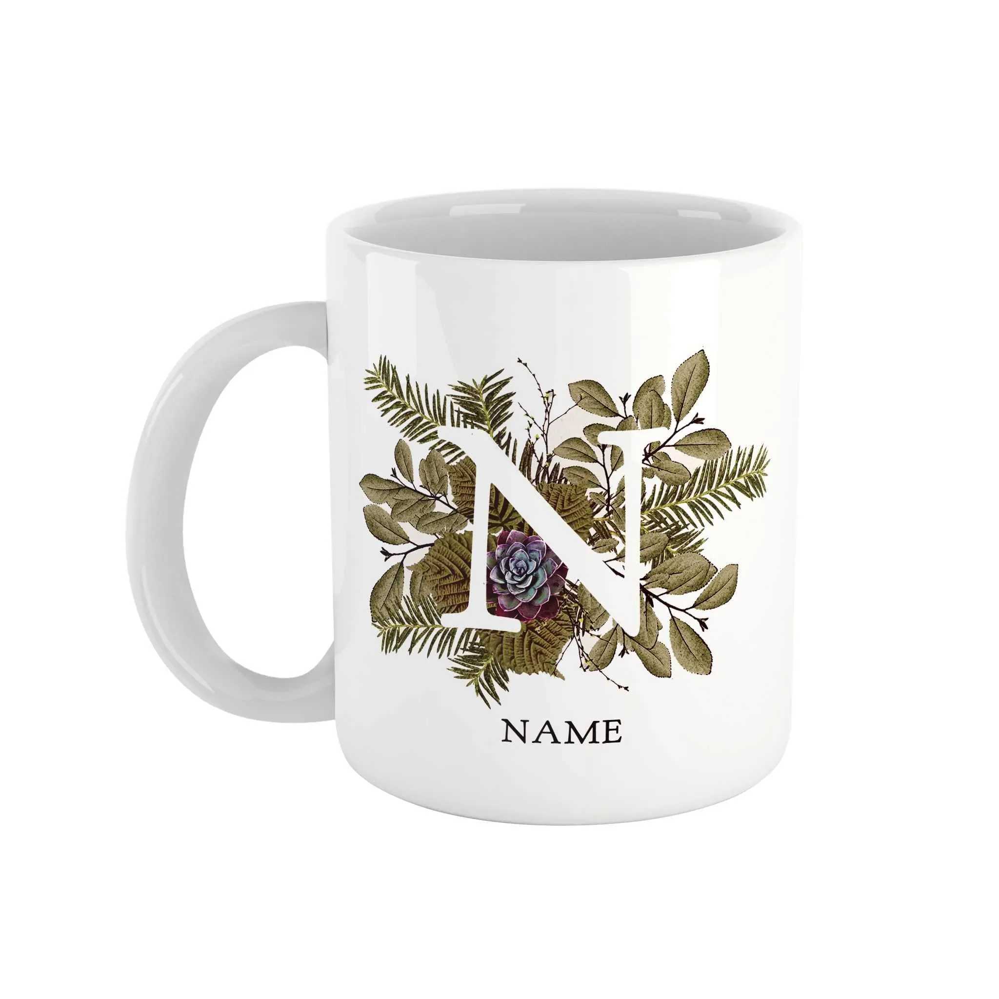 Botanical Monogram Ceramic Mug