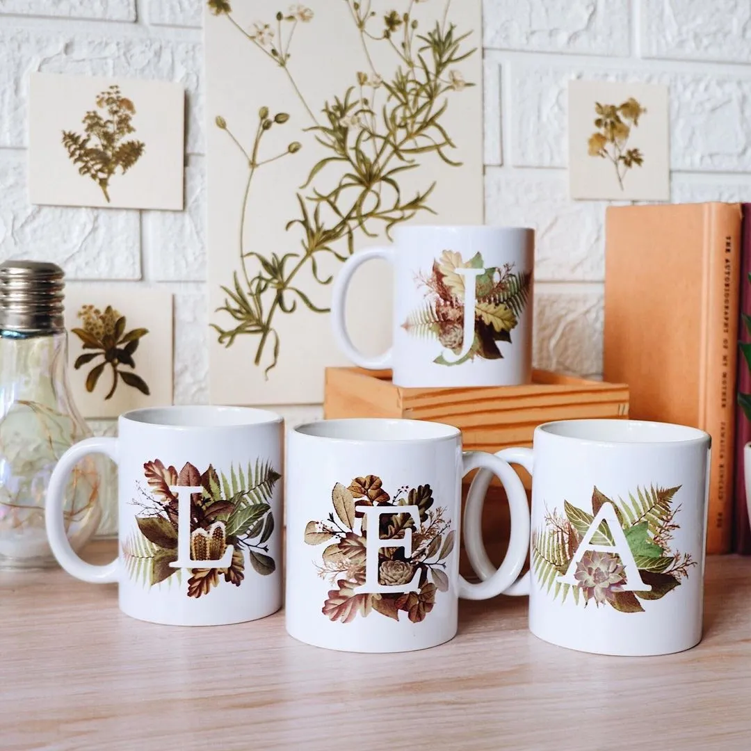 Botanical Monogram Ceramic Mug