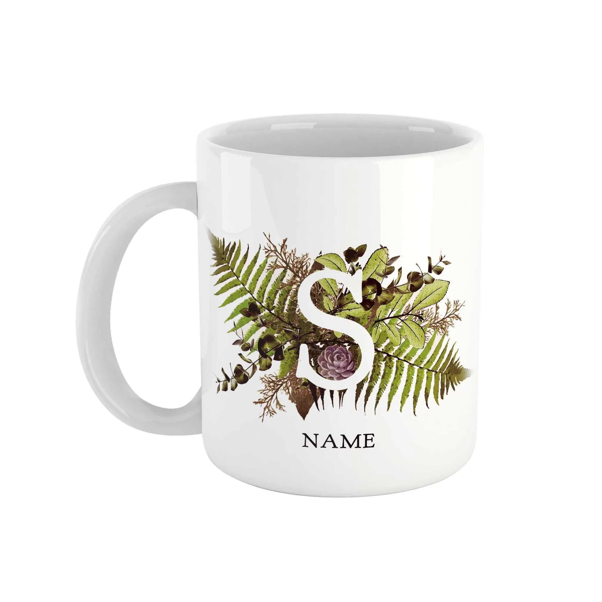 Botanical Monogram Ceramic Mug