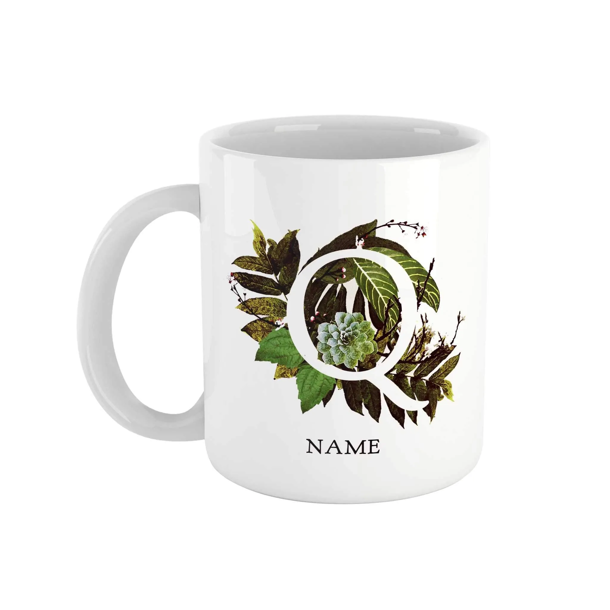 Botanical Monogram Ceramic Mug