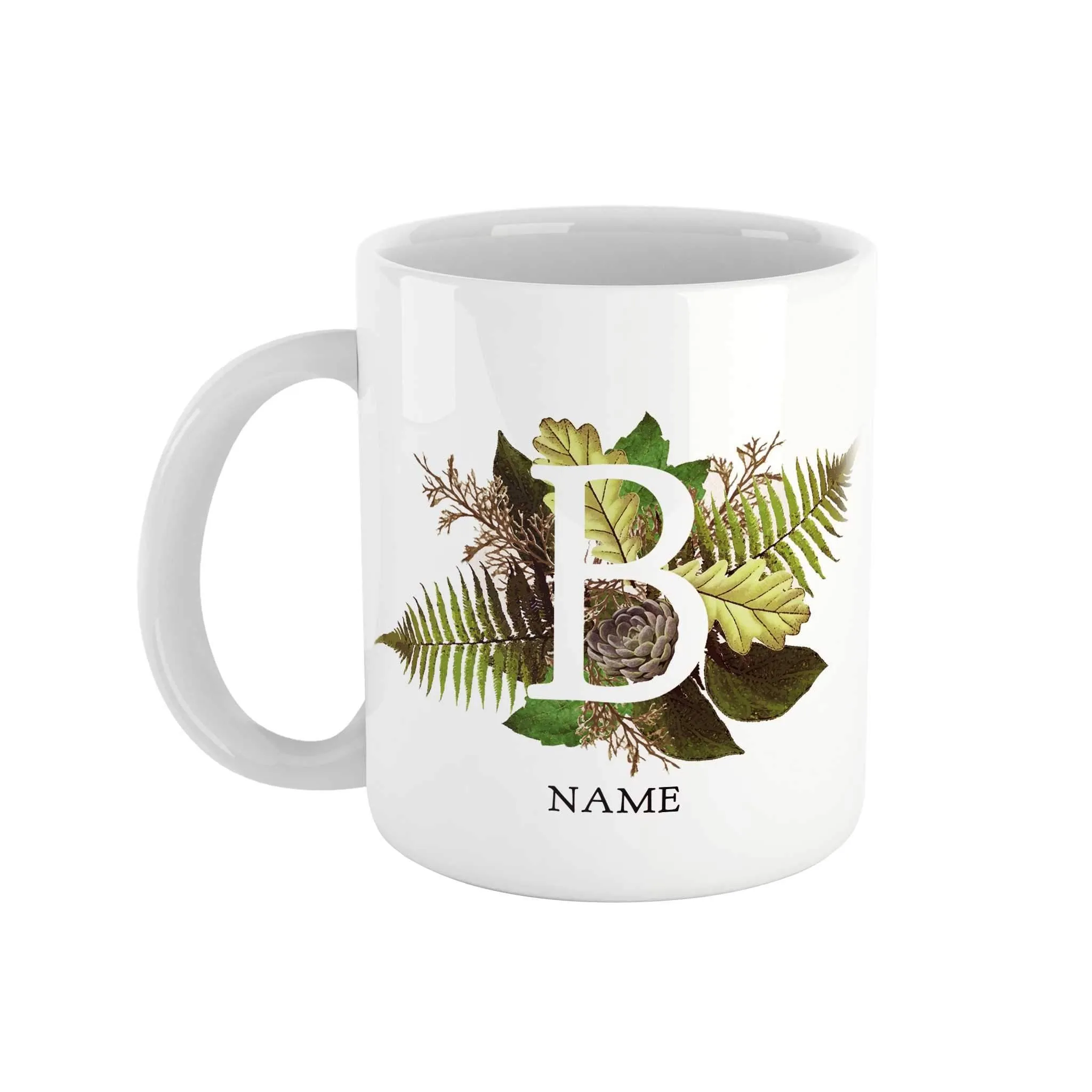 Botanical Monogram Ceramic Mug