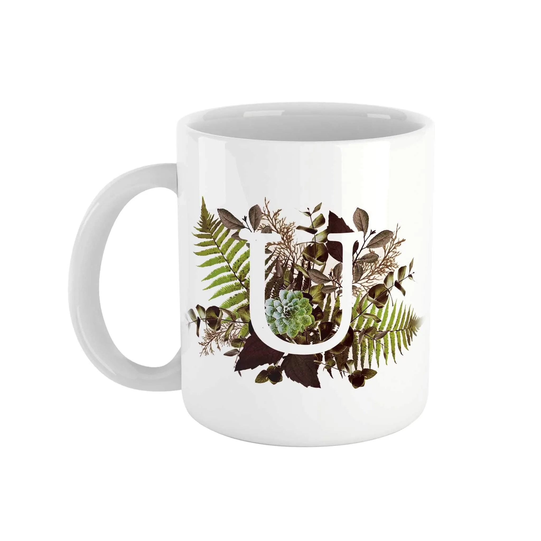 Botanical Monogram Ceramic Mug